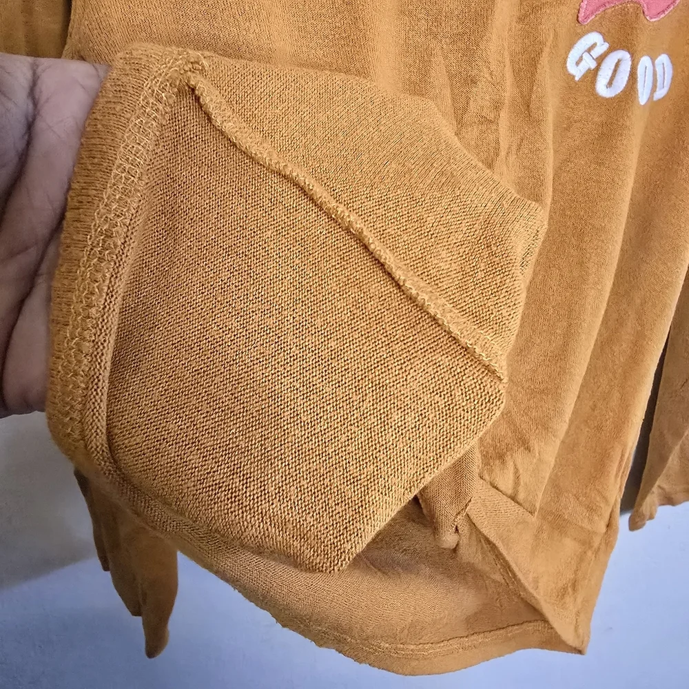 Old Navy Long Sleeve Graphic Tie Front Tee Girls Size XL Pumpkin Spice Cropped